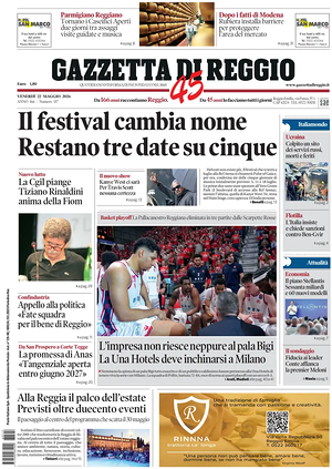 Prima pagina Gazzetta di Reggio di oggi - Quotidiano regionale