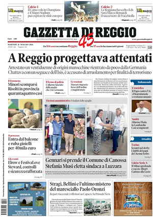 Prima pagina Gazzetta di Reggio di oggi - Quotidiano regionale