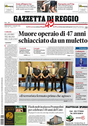 Prima pagina Gazzetta di Reggio di oggi - Quotidiano regionale