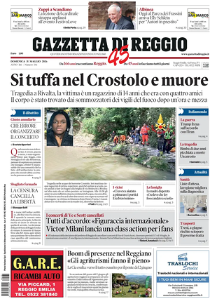 Prima pagina Gazzetta di Reggio di oggi - Quotidiano regionale