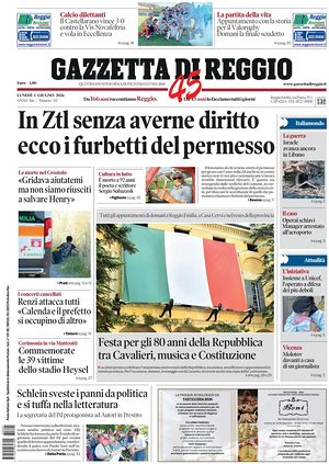 Prima pagina Gazzetta di Reggio di oggi - Quotidiano regionale