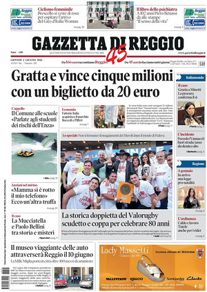 Prima pagina Gazzetta di Reggio di oggi - Quotidiano regionale