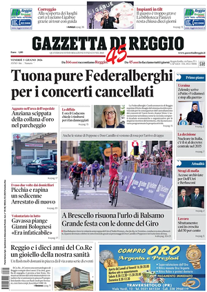 Prima pagina Gazzetta di Reggio di oggi - Quotidiano regionale