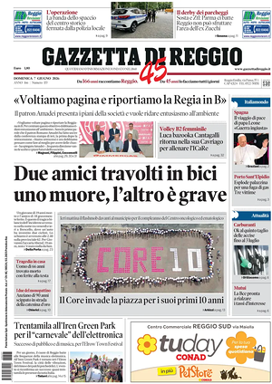 Prima pagina Gazzetta di Reggio di oggi - Quotidiano regionale