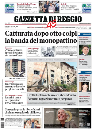 Prima pagina Gazzetta di Reggio di oggi - Quotidiano regionale