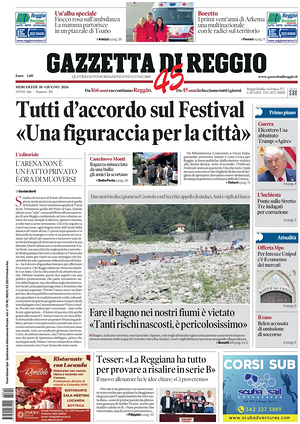 Prima pagina Gazzetta di Reggio di oggi - Quotidiano regionale