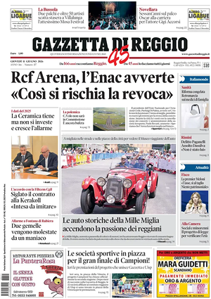 Prima pagina Gazzetta di Reggio di oggi - Quotidiano regionale