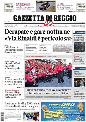 Prima pagina Gazzetta di Reggio di oggi - Quotidiano regionale