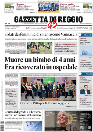Prima pagina Gazzetta di Reggio di oggi - Quotidiano regionale