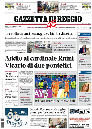 Prima pagina Gazzetta di Reggio di oggi - Quotidiano regionale