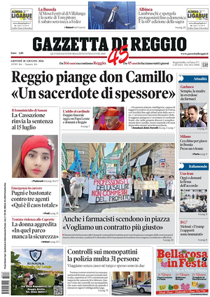 Prima pagina Gazzetta di Reggio di oggi - Quotidiano regionale