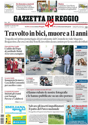 Prima pagina Gazzetta di Reggio di oggi - Quotidiano regionale