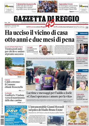 Prima pagina Gazzetta di Reggio di oggi - Quotidiano regionale