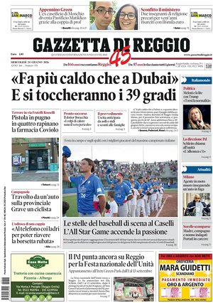 Prima pagina Gazzetta di Reggio di oggi - Quotidiano regionale