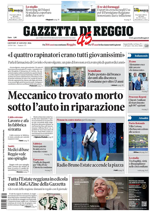 Prima pagina Gazzetta di Reggio di oggi - Quotidiano regionale