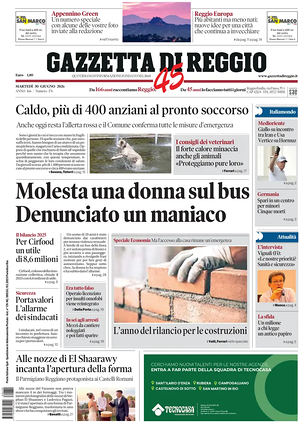 Prima pagina Gazzetta di Reggio di oggi - Quotidiano regionale