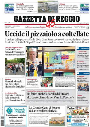 Prima pagina Gazzetta di Reggio di oggi - Quotidiano regionale