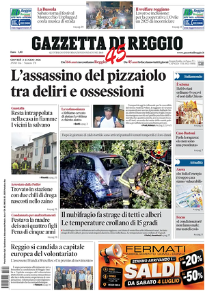 Prima pagina Gazzetta di Reggio di oggi - Quotidiano regionale