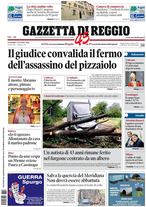 Prima pagina Gazzetta di Reggio di oggi - Quotidiano regionale