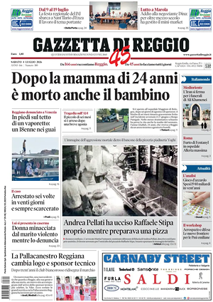 Prima pagina Gazzetta di Reggio di oggi - Quotidiano regionale