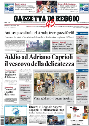 Prima pagina Gazzetta di Reggio di oggi - Quotidiano regionale