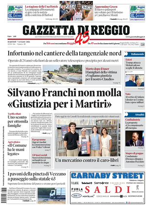 Prima pagina Gazzetta di Reggio di oggi - Quotidiano regionale