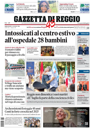 Prima pagina Gazzetta di Reggio di oggi - Quotidiano regionale