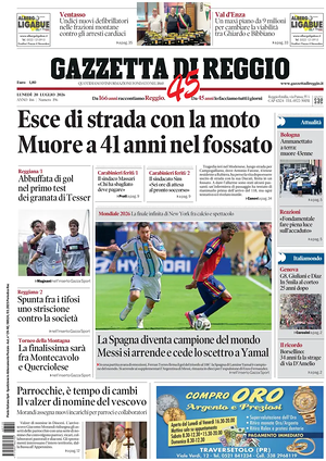 Prima pagina Gazzetta di Reggio di oggi - Quotidiano regionale