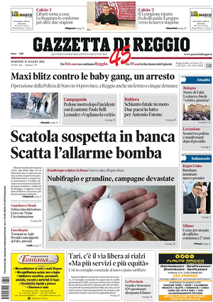 Prima pagina Gazzetta di Reggio di oggi - Quotidiano regionale