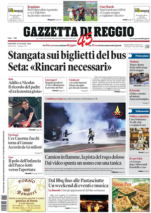 Prima pagina Gazzetta di Reggio di oggi - Quotidiano regionale