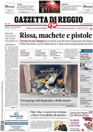 Prima pagina Gazzetta di Reggio di oggi - Quotidiano regionale