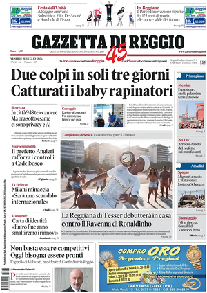 Prima pagina Gazzetta di Reggio di oggi - Quotidiano regionale