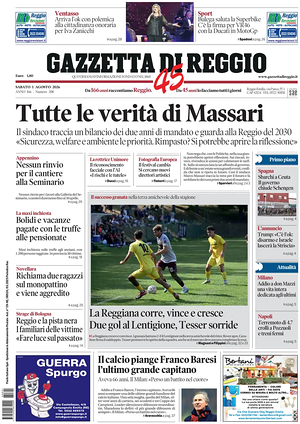 Prima pagina Gazzetta di Reggio di oggi - Quotidiano regionale