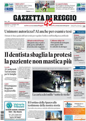 Prima pagina Gazzetta di Reggio di oggi - Quotidiano regionale