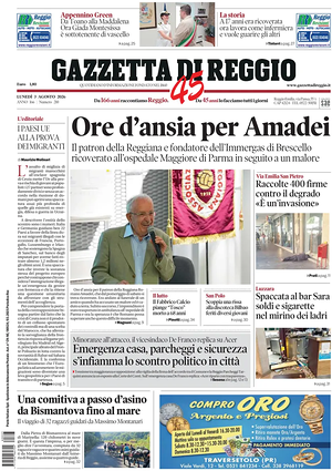 Prima pagina Gazzetta di Reggio di oggi - Quotidiano regionale