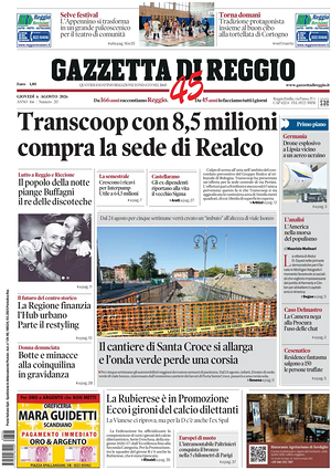 Prima pagina Gazzetta di Reggio di oggi - Quotidiano regionale