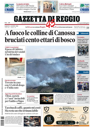Prima pagina Gazzetta di Reggio di oggi - Quotidiano regionale
