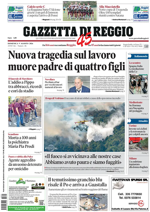 Prima pagina Gazzetta di Reggio di oggi - Quotidiano regionale