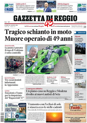 Prima pagina Gazzetta di Reggio di oggi - Quotidiano regionale