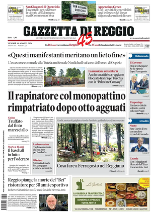 Prima pagina Gazzetta di Reggio di oggi - Quotidiano regionale