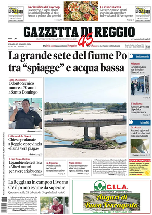 Prima pagina Gazzetta di Reggio di oggi - Quotidiano regionale