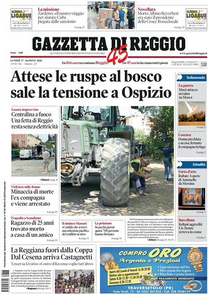 Prima pagina Gazzetta di Reggio di oggi - Quotidiano regionale