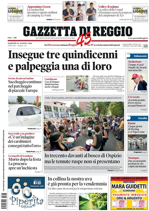 Prima pagina Gazzetta di Reggio di oggi - Quotidiano regionale