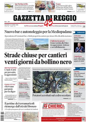 Prima pagina Gazzetta di Reggio di oggi - Quotidiano regionale