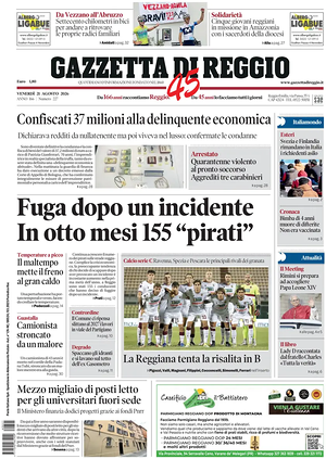 Prima pagina Gazzetta di Reggio di oggi - Quotidiano regionale