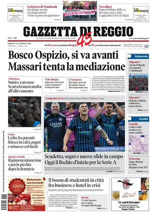 Prima pagina Gazzetta di Reggio di oggi - Quotidiano regionale
