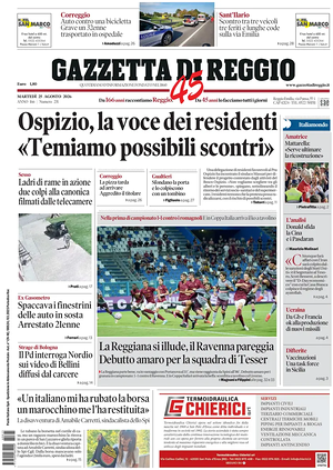 Prima pagina Gazzetta di Reggio di oggi - Quotidiano regionale