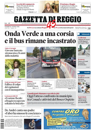 Prima pagina Gazzetta di Reggio di oggi - Quotidiano regionale