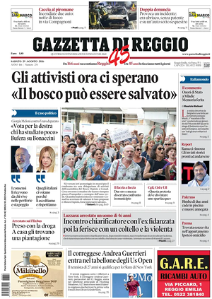 Prima pagina Gazzetta di Reggio di oggi - Quotidiano regionale