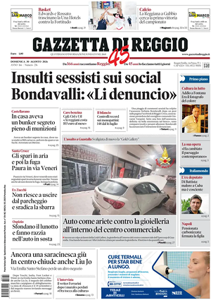 Prima pagina Gazzetta di Reggio di oggi - Quotidiano regionale